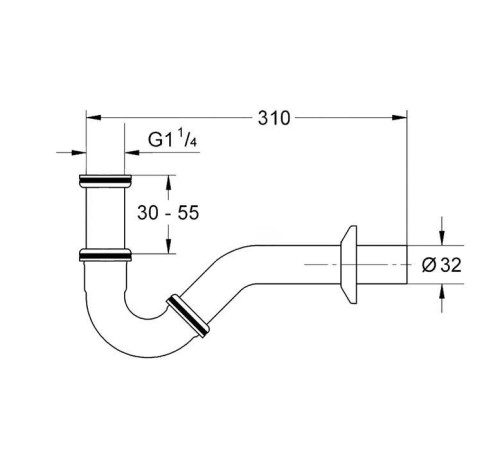 Сифон для биде Kerasan Retro 310 мм хром 913390