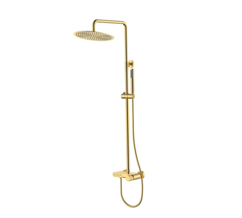 Душевая стойка Boheme Stick Linea со смесителем и верхним душем 30 см золото 128-GG.3