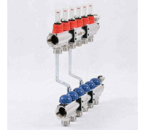 Коллекторная группа Uni-Fitt серия E 1x3/4 EK 6 выходов с расходомерами 440E4306