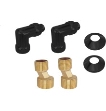 Комплект подключения Aqua-Technics уголок со сгоном 3/4x1/2 эксцентрик отражатель черный муар 2 шт. AQ 3020BL