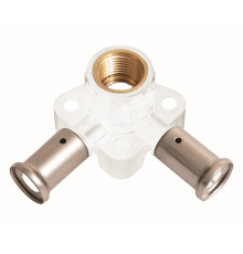 Водорозетка угловая пресс HENCO 16x1/2x16 ВР PVDF белая 40 мм 3PKW-160416