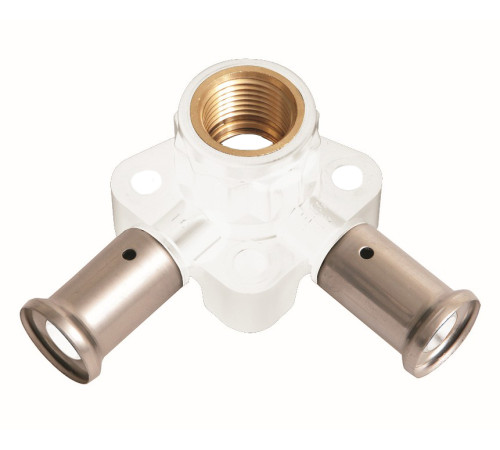 Водорозетка угловая пресс HENCO 16x1/2x16 ВР PVDF белая 40 мм 3PKW-160416