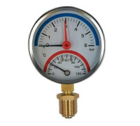 Термоманометр радиальный Högert Technik D80 1/2 6 бар 0-120 °C RTM801200604