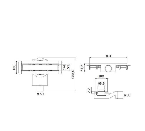 Трап душевой Plumberia Selection PS MODULAR 4x80 мм комбинированный затвор золото брашированное PSM80OB