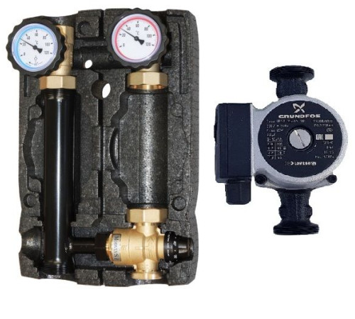 Насосная группа Hoobs 1 ВР х 1 1/2 НР с термосмесительным клапаном и насосом UPSO 25-60 HB-21355N-F3-G60