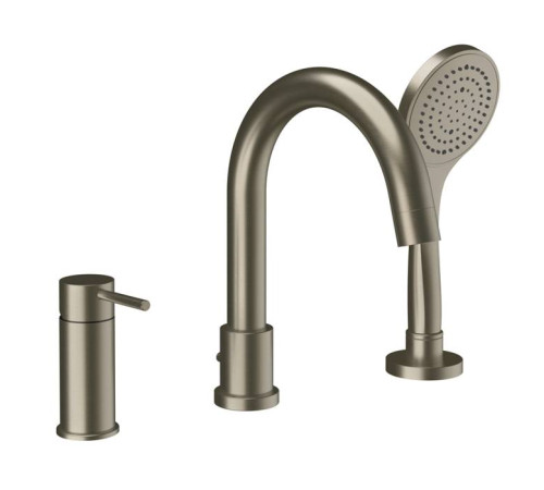 Смеситель для ванны Gessi Emporio Via Tortona на 3 отверстия с изливом и душевой лейкой Finox Brushed Nickel 18637#149