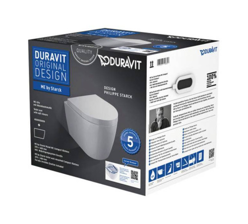 Комплект подвесного унитаза Duravit ME by Starck Compact Rimless с сиденьем микролифт 45300900A1