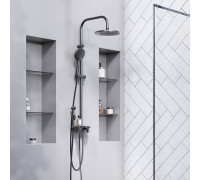 Душевая система AM.PM Jupiter со смесителем-полкой и гигиеническим душем черная 977770300