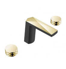 Смеситель для раковины на 3 отверстия Boheme Venturo Diamond черный/золото 150-BG-DIAMOND