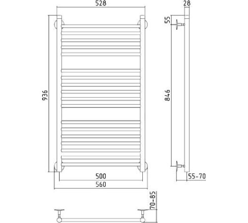 Полотенцесушитель водяной Стилье Универсал-53 56x93.6 см 00653-1050