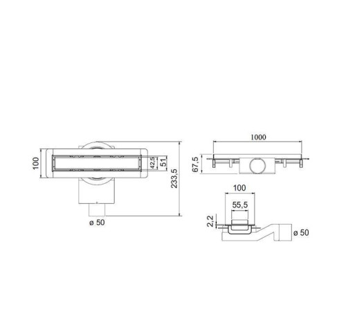 Трап душевой Plumberia Selection PS MODULAR 4x100 мм комбинированный затвор нержавеющая сталь PSM100MT