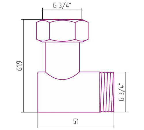 Уголок переходной Стилье G 3/4 HP - G 3/4 НГ 02002-3434