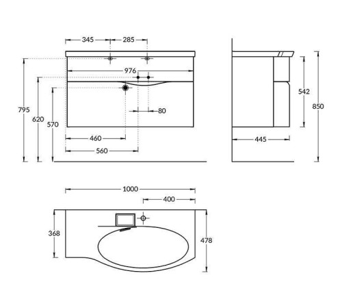 Тумба подвесная с раковиной Kerama Marazzi Riva 100 см правая белый матовый RV.wb.100Rh/RV.100Rh\WHT.M