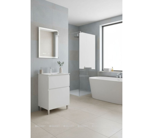 Тумба с раковиной Aquanet Алвита new 60 Flat напольная 2 ящика белый матовый 00345675
