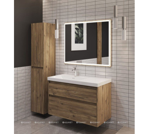 Тумба с раковиной Aquanet Nova Lite 2.0 90 L 2 ящика дуб рустикальный 00365923