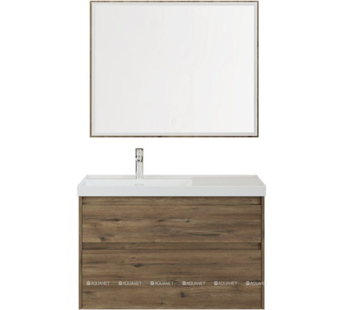 Тумба с раковиной Aquanet Nova Lite 2.0 90 L 2 ящика дуб рустикальный 00365923