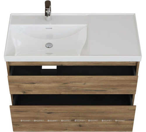 Тумба с раковиной Aquanet Nova Lite 2.0 90 L 2 ящика дуб рустикальный 00365923