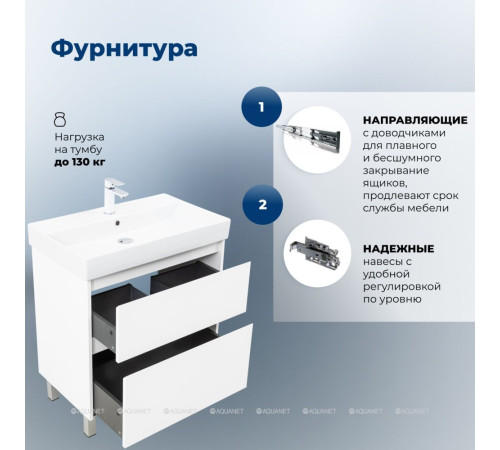 Тумба под раковину Aquanet Nova Lite 2.0 75 напольная белый глянец 00346337