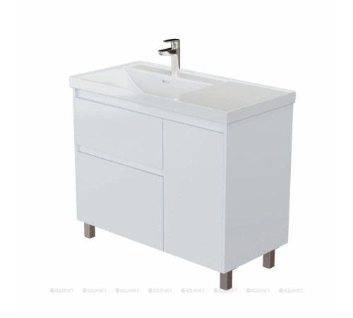 Тумба с раковиной Aquanet Nova Lite 2.0 90 L напольная белый глянец 00365924