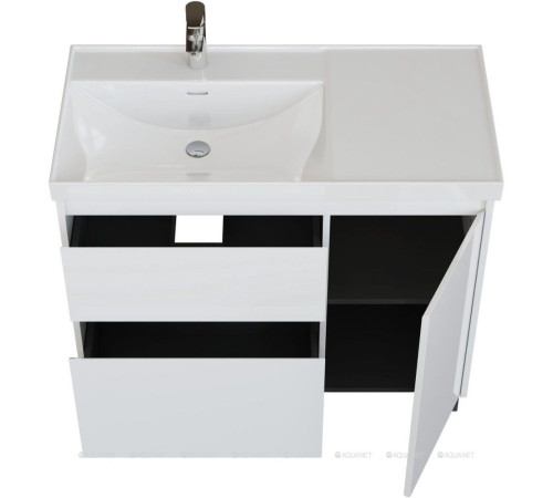 Тумба с раковиной Aquanet Nova Lite 2.0 90 L напольная белый глянец 00365924