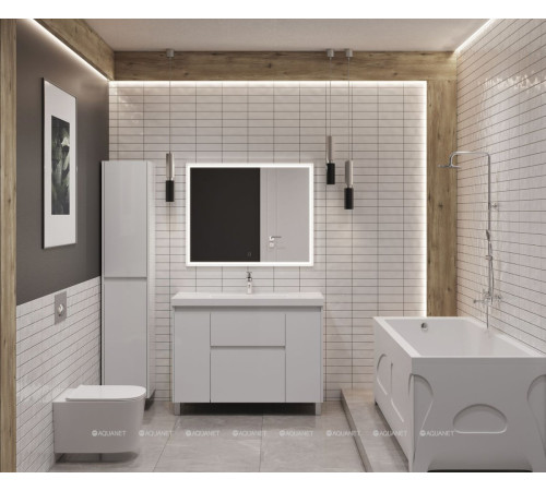 Тумба под раковину Aquanet Nova Lite 2.0 110 напольная белый глянец 00346342