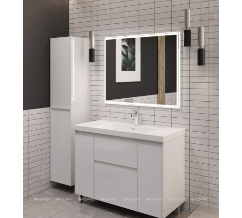 Тумба под раковину Aquanet Nova Lite 2.0 110 напольная белый глянец 00346342