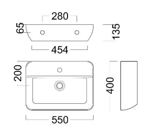 Раковина подвесная Kerama Marazzi Plaza 55x40 см 1 отверстие белый глянцевый PLR.wb.55.02