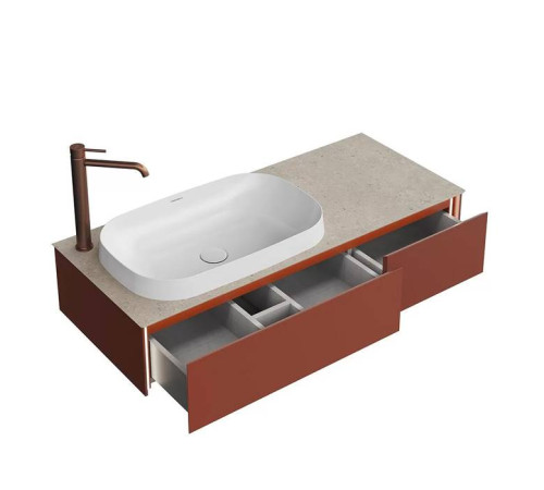 Тумба под раковину подвесная Kerama Marazzi Magica 115.4х48.5х22 см 2 ящика венецианский красный матовый MA.120.2/VR.M