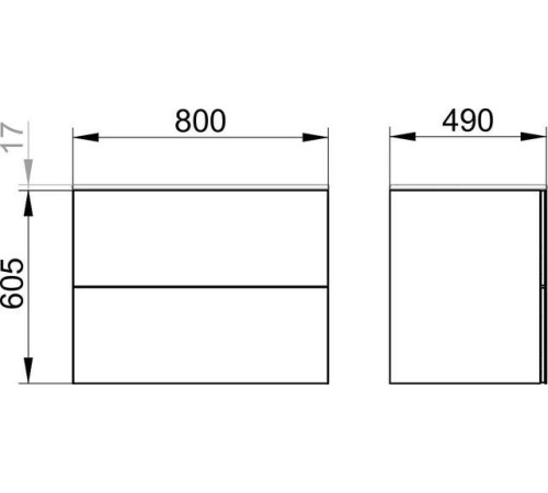Тумба под раковину подвесная KEUCO PLAN 800 мм 2 ящика 32963 110000