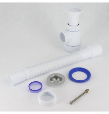 Сифон для раковины Wirquin Мини Элит 1 1/2 x 40 мм чашка 63 мм с гофротрубой 800 мм 30980678