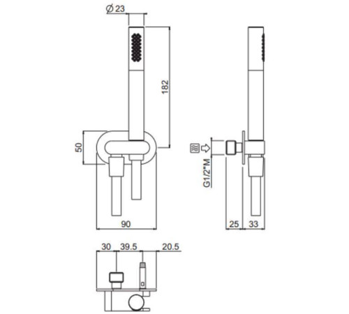 Душевой комплект Carimali с держателем и шлангом хром 66171-CR