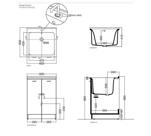 Раковина Kerasan Aquadom 60х60 см 1 отверстие белый 029401.1