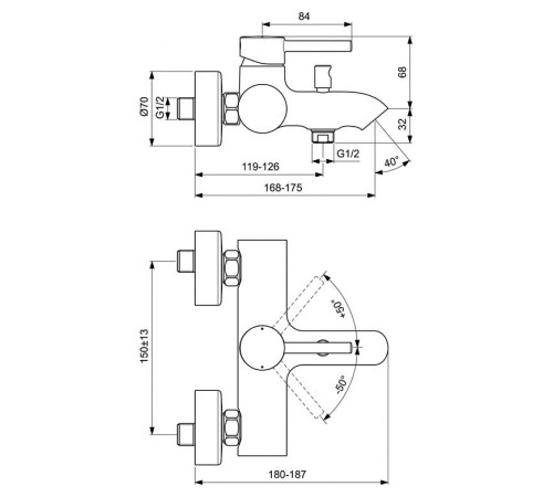 Смеситель для ванны Ideal Standard Ceraline черный хром BC199U4