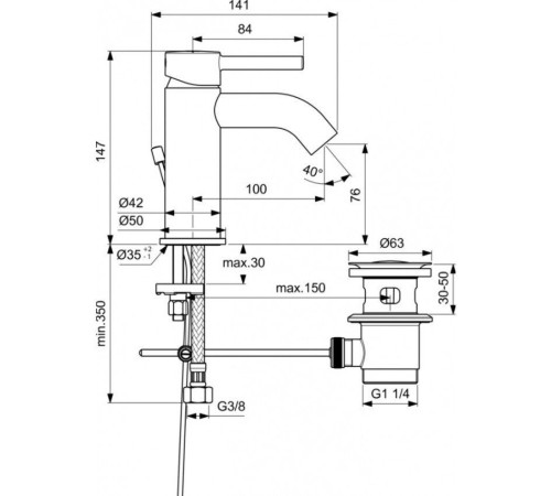 Смеситель для раковины Ideal Standard Ceraline черный хром BC203U4