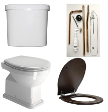 Комплект унитаза Kerasan Classic приставной с высоким бачком бронза сиденье орех 871111/878011/BOBR/MS87NC