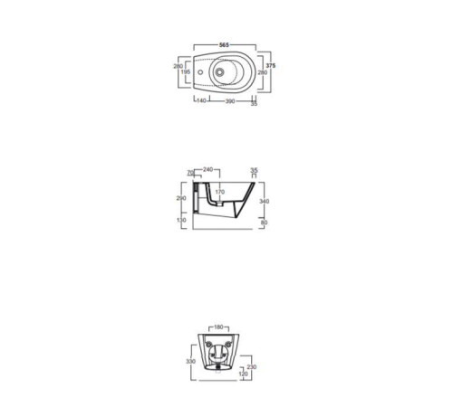 Биде подвесное Simas Gambassi 56.5х37.5 см 1 отверстие белый GA19bi/F85
