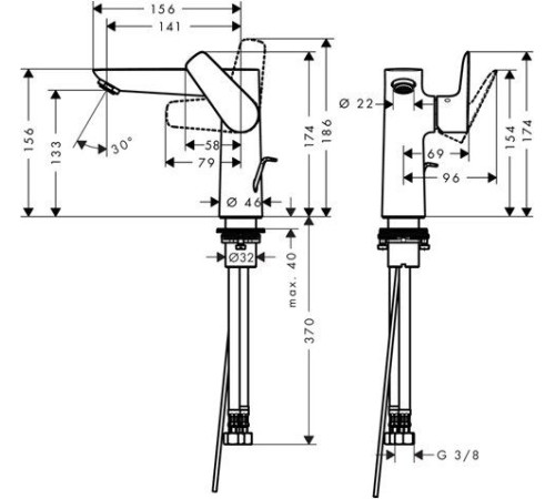 Смеситель для раковины Hansgrohe Talis E 150 71754000