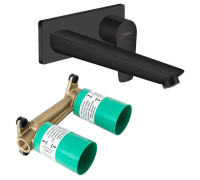 Комплект смесителя для раковины Hansgrohe Talis E из стены излив 225 мм матовый черный (71734670 + 13622180) 71734670S