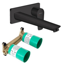 Комплект смесителя для раковины Hansgrohe Talis E из стены излив 225 мм матовый черный (71734670 + 13622180) 71734670S