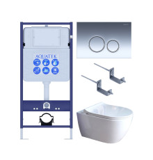 Комплект инсталляции 4 в 1 Aquatek Поларис (рама Standard, унитаз AQ0700-01, сиденье soft-close, панель KDI-0000018) ПОЛАРИС-01-018