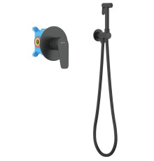 Набор с гигиеническим душем AQUATEK БЕТТА (смеситель + лейка + шланг) матовый черный AQ1119MB