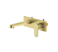 Смеситель для раковины настенный Aquanet Oberon скрытого монтажа шлифованное золото AQ1213BG