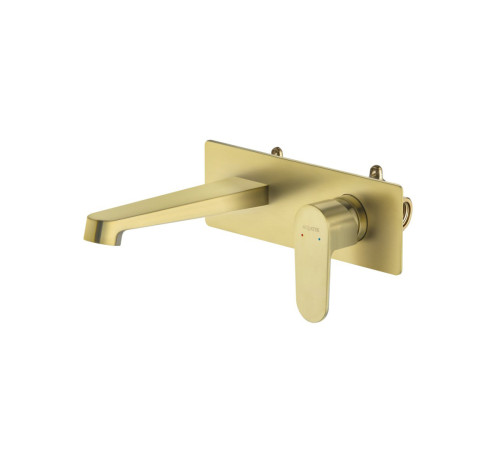 Смеситель для раковины настенный Aquanet Oberon скрытого монтажа шлифованное золото AQ1213BG