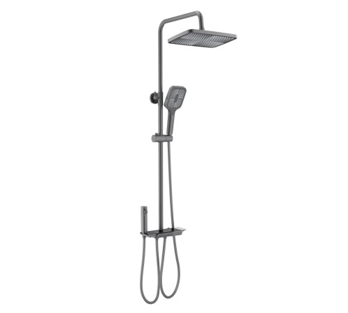 Душевая система со смесителем для ванны Aquatek Поларис 295х195 мм оружейная сталь AQ3040BGM