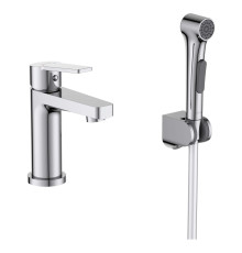 Смеситель для раковины Aquanet Лугано 106 мм с гигиеническим душем хром AQ1712CR