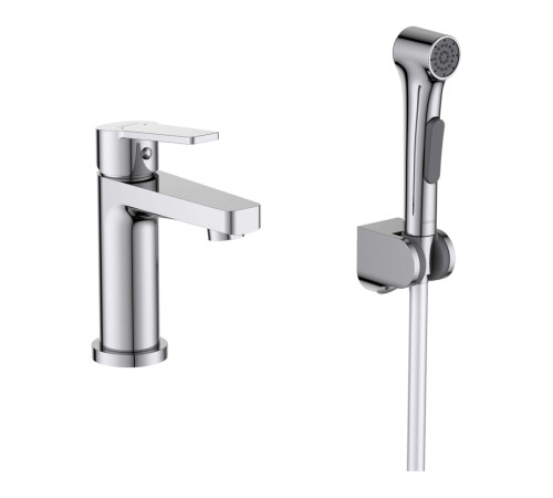 Смеситель для раковины Aquanet Лугано 106 мм с гигиеническим душем хром AQ1712CR