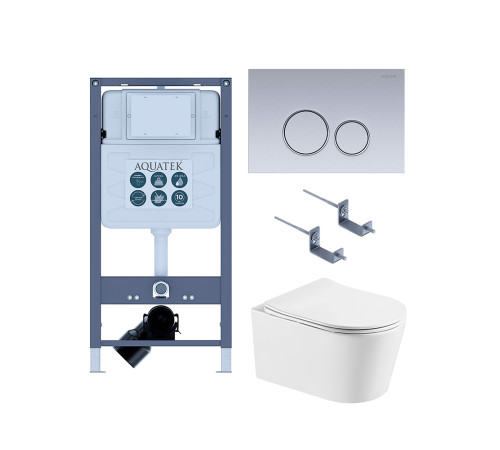 Комплект инсталляции AQUATEK ОБЕРОН T (рама INSP-0000001, крепеж KKI-0000002, клавиша PNS-0000013, унитаз AQ1365T-00 soft-close) INSP-0000001/KKI-0000002/PNS-0000013/AQ1365T-00