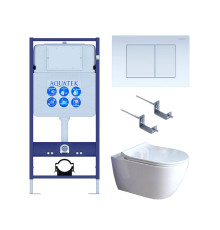 Комплект инсталляции 4 в 1 Aquatek Поларис (рама Standard, унитаз AQ0700-01, сиденье soft-close, панель KDI-0000009) ПОЛАРИС-01-009