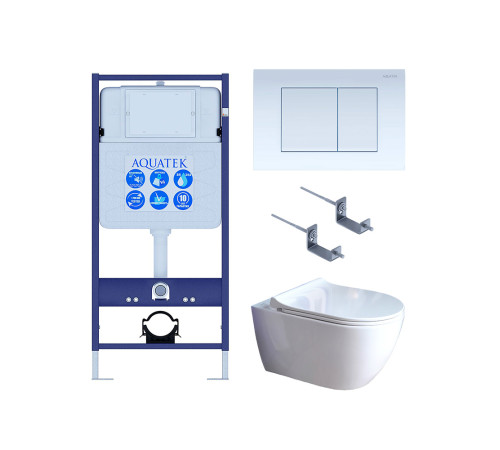 Комплект инсталляции 4 в 1 Aquatek Поларис (рама Standard, унитаз AQ0700-01, сиденье soft-close, панель KDI-0000009) ПОЛАРИС-01-009