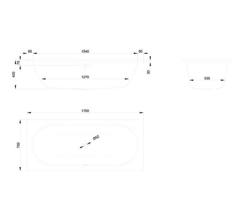 Ванна Bette Starlet 170х75х42 см с шумоизоляцией антислип Sense хром 1380-000 AS